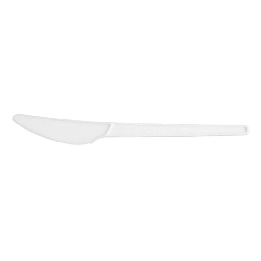 Vegware 6.5in Compostable CPLA Knife, White (QTY 1000), SKU VW-KN6.5