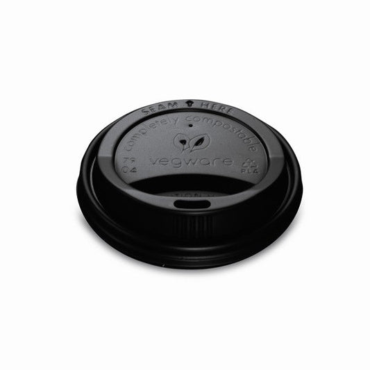 Vegware 79-Series CPLA Hot Cup Lid, Black (QTY 1000), SKU VLID79SB