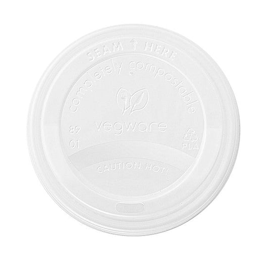 Vegware 89-Series CPLA Hot Cup Lid (QTY 1000), SKU VLID89S