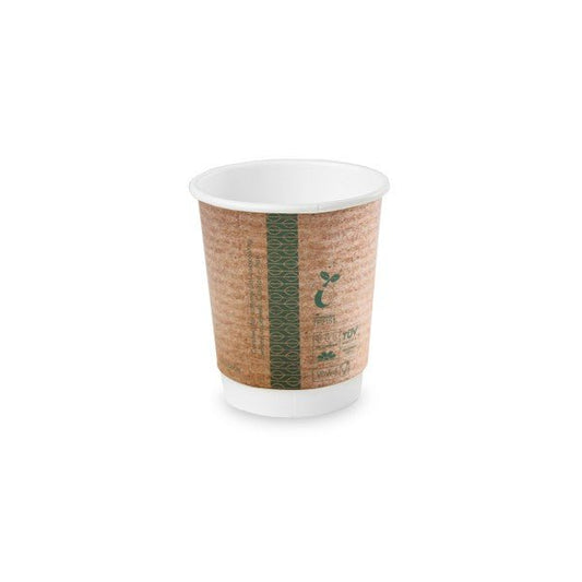 Vegware 79-Series 8oz Double Wall Hot Cup Kraft PLA Lined Compostable (QTY 500), SKU VDW-K08