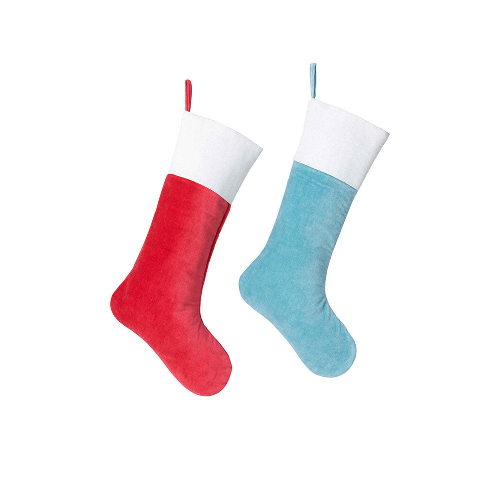 Velvet Stockings with Shimmery Linen Cuff Set of 2