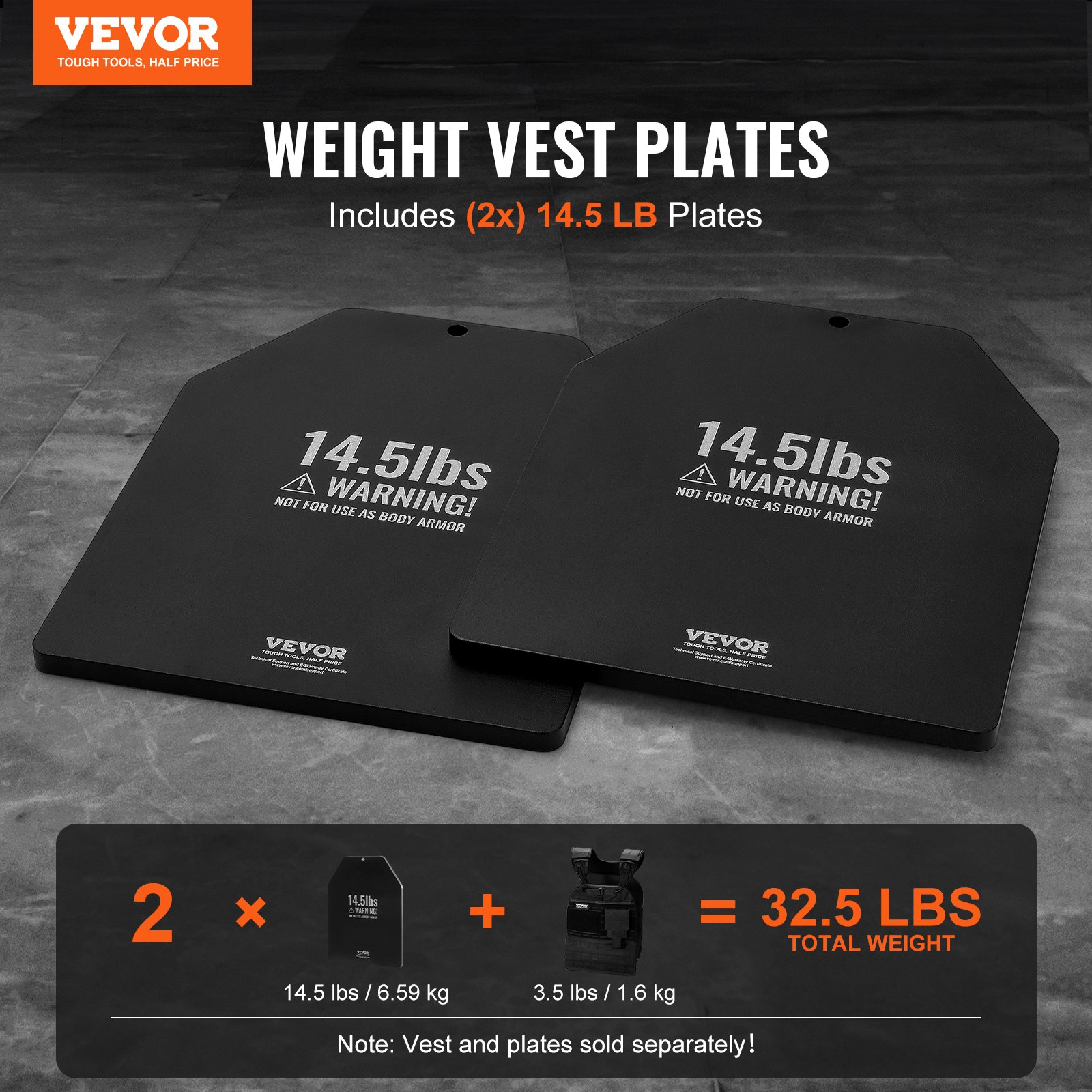 VEVOR Weight Vest Plates for Strength Training Running Workout 2x14.5 LB Plates - Osadia Concept Store