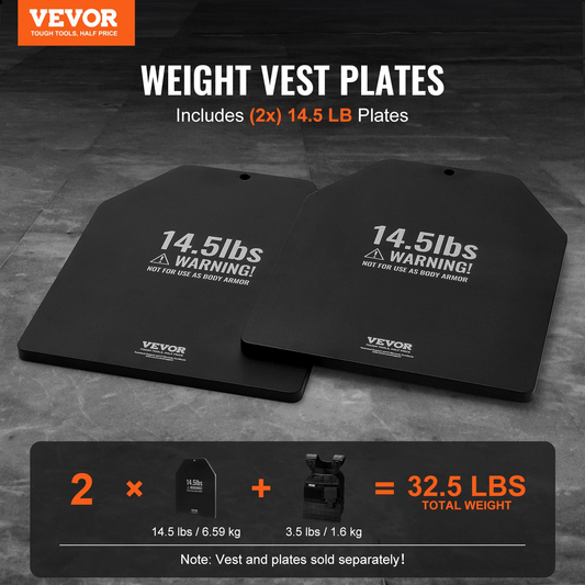 VEVOR Weight Vest Plates for Strength Training Running Workout 2x14.5 LB Plates - Osadia Concept Store
