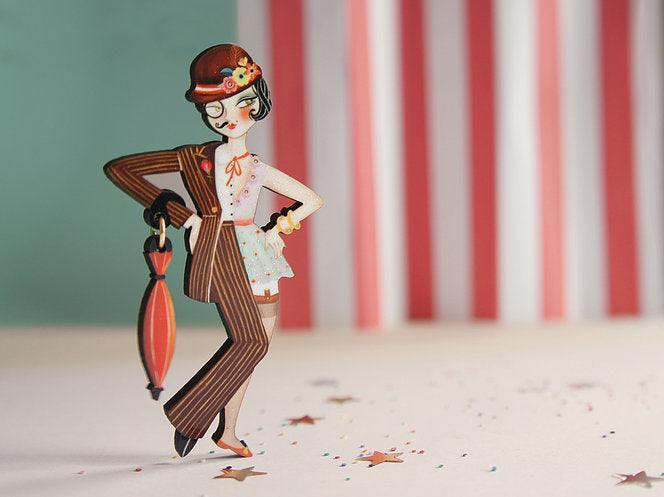 Victor Victoria Halloween Brooch by Laliblue