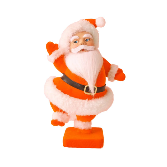 Retro Flocked Dancing Santa | Orange