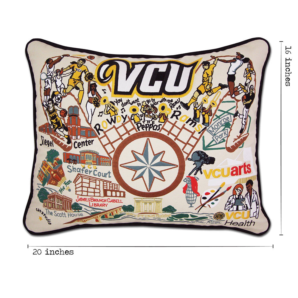 Virginia Commonwealth University (VCU) Collegiate Embroidered Pillow by Cat Studio