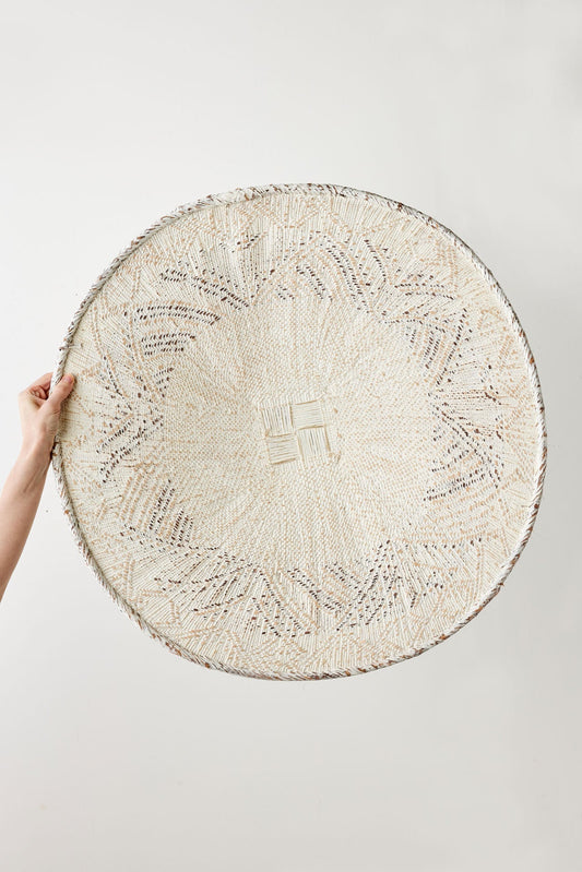 Statement White Washed African Wall Decor Basket