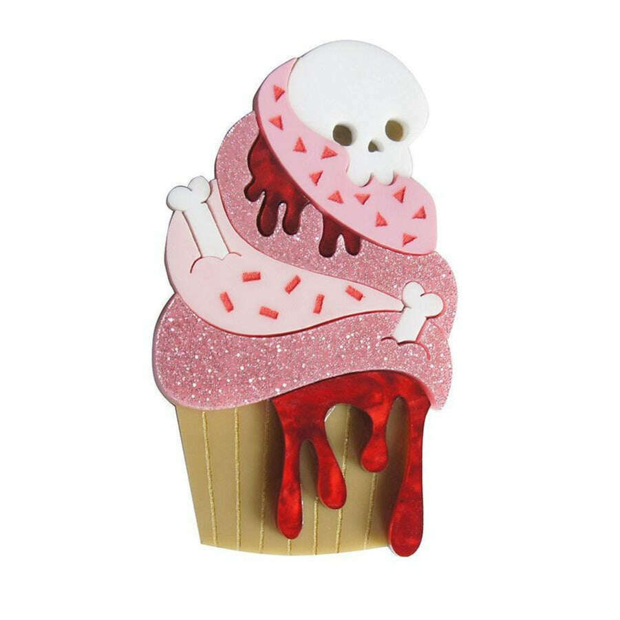 Zombie Cupcake Halloween Brooch by Laliblue | PRE-ORDER SHIPS IN 2-3 WEEKS