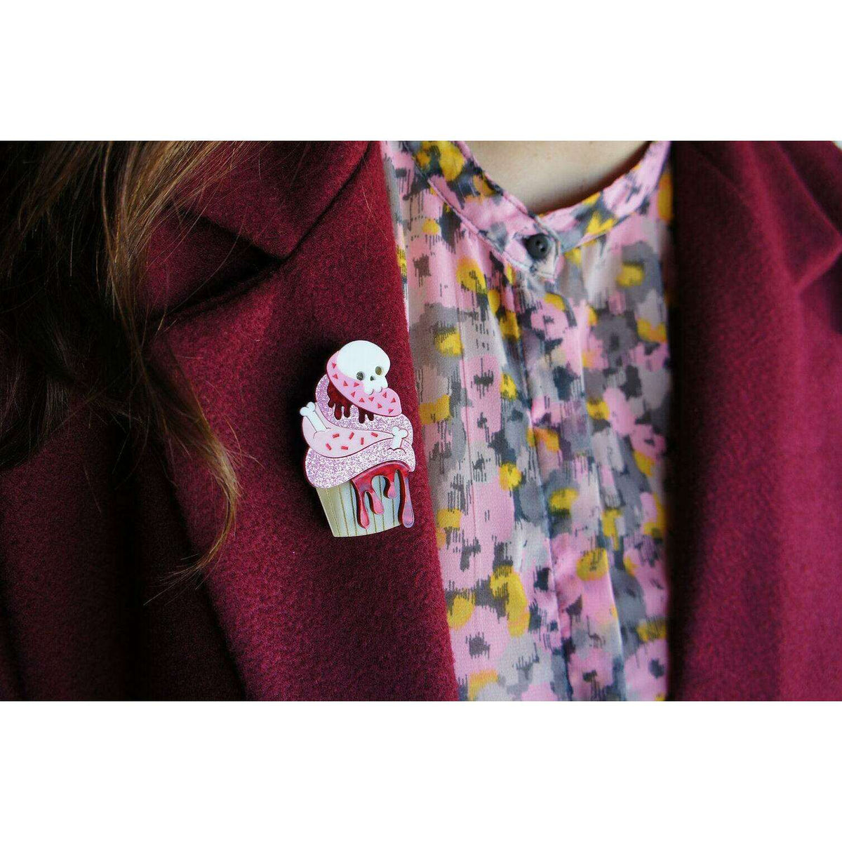 Zombie Cupcake Halloween Brooch by Laliblue | PRE-ORDER SHIPS IN 2-3 WEEKS