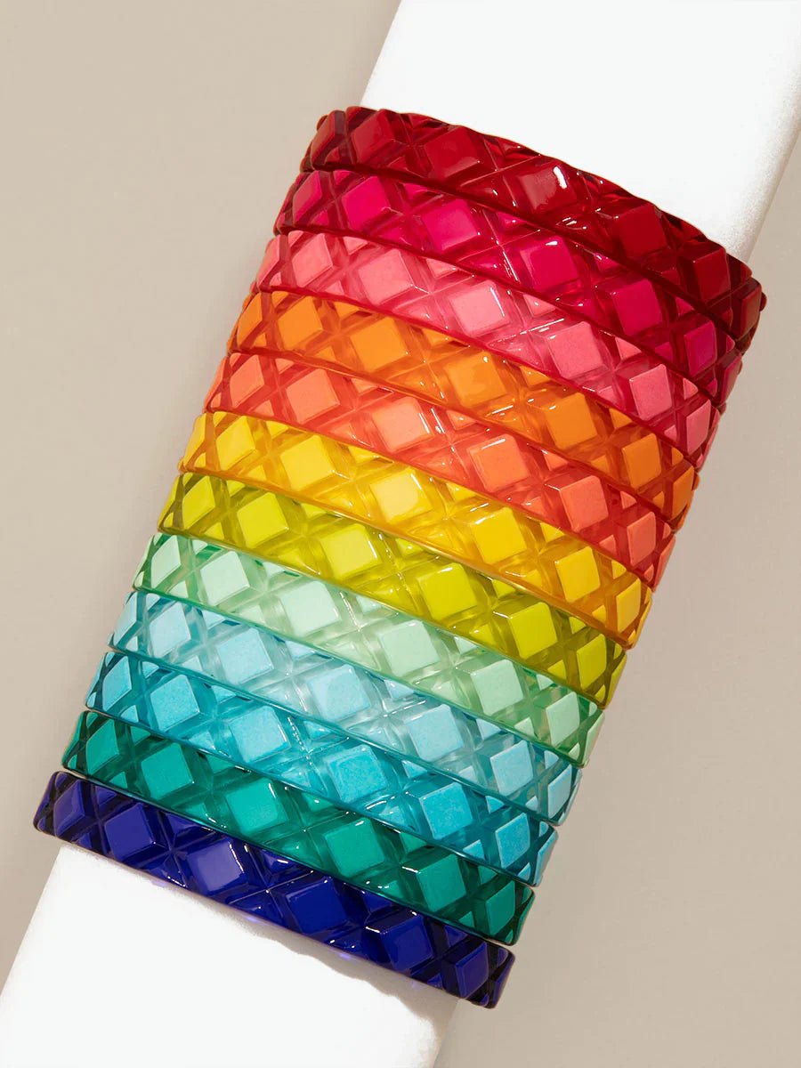 Quilted Resin Bangle Bracelet -WHITE