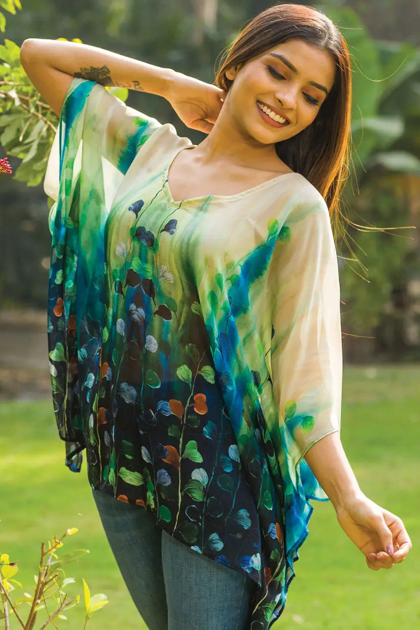 Kumari Top in Emerald & Sapphire One Size