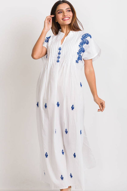 Saguna Blue Embroidered Caftan