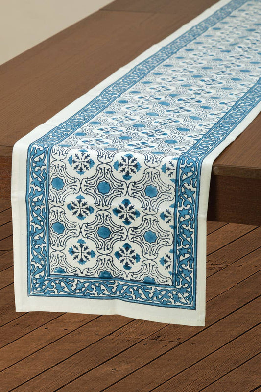 Blue Floral Table Runner